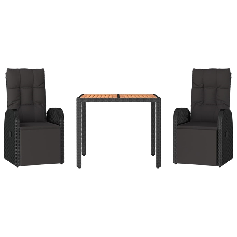 Afuera Living Contemporary Synthetic Poly Rattan Garden Dining Set in Black