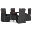 Afuera Living Contemporary Synthetic Poly Rattan Garden Dining Set in Black
