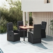 Afuera Living Contemporary Synthetic Poly Rattan Garden Dining Set in Black