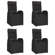 Afuera Living Contemporary Synthetic Poly Rattan Garden Dining Set in Black