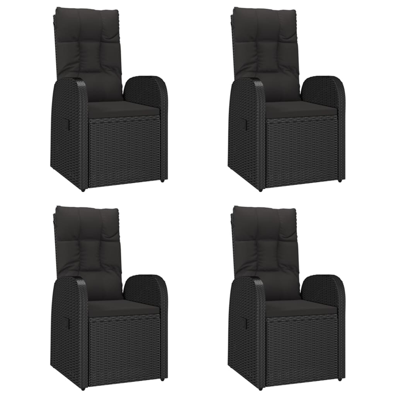 Afuera Living Contemporary Synthetic Poly Rattan Garden Dining Set in Black