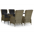 Afuera Living Contemporary Synthetic Poly Rattan Garden Dining Set in Brown