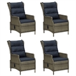 Afuera Living Contemporary Synthetic Poly Rattan Garden Dining Set in Brown