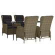 Afuera Living Contemporary Synthetic Poly Rattan Garden Dining Set in Brown