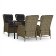 Afuera Living Contemporary Synthetic Poly Rattan Garden Dining Set in Brown