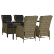 Afuera Living Contemporary Synthetic Poly Rattan Garden Dining Set in Brown