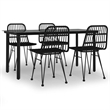 Afuera Living Contemporary Synthetic Poly Rattan Garden Dining Set in Black