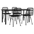 Afuera Living Contemporary Synthetic Poly Rattan Garden Dining Set in Black
