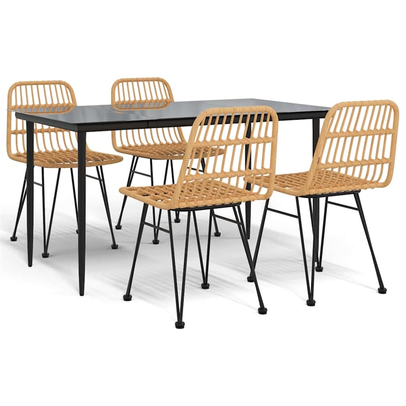 Afuera Living Contemporary 5 Piece Garden Dining Set in Black