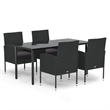 Afuera Living Contemporary Synthetic Poly Rattan Garden Dining Set in Black