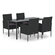 Afuera Living Contemporary Synthetic Poly Rattan Garden Dining Set in Black