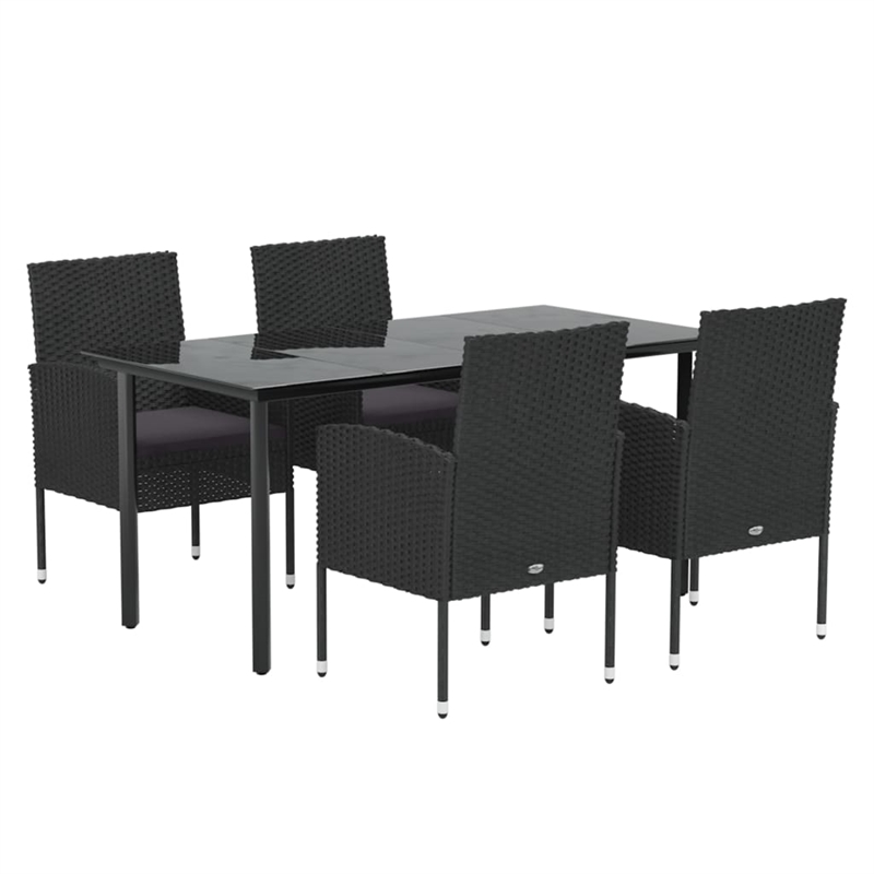 Afuera Living Contemporary Synthetic Poly Rattan Garden Dining Set in Black