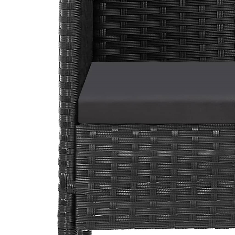 Afuera Living Contemporary Synthetic Poly Rattan Garden Dining Set in Black