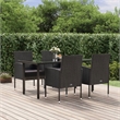Afuera Living Contemporary Synthetic Poly Rattan Garden Dining Set in Black