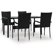 Afuera Living Contemporary Synthetic Poly Rattan Garden Dining Set in Black