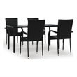 Afuera Living Contemporary Synthetic Poly Rattan Garden Dining Set in Black