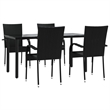 Afuera Living Contemporary Synthetic Poly Rattan Garden Dining Set in Black