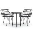 Afuera Living Contemporary Synthetic Poly Rattan Garden Dining Set in Black
