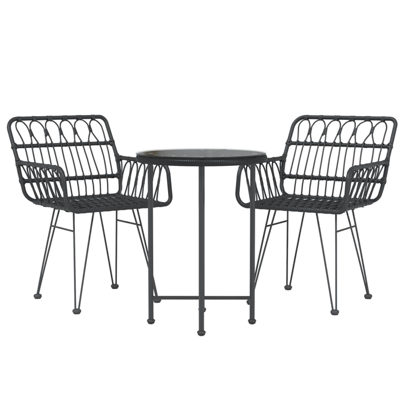 Afuera Living Contemporary Synthetic Poly Rattan Garden Dining Set in Black