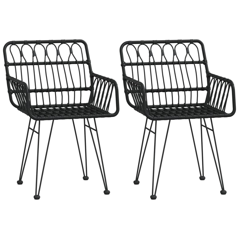 Afuera Living Contemporary Synthetic Poly Rattan Garden Dining Set in Black