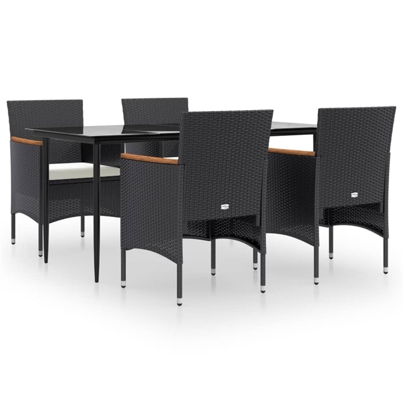 Afuera Living Contemporary Synthetic Poly Rattan Garden Dining Set in Black