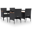 Afuera Living Contemporary Synthetic Poly Rattan Garden Dining Set in Black