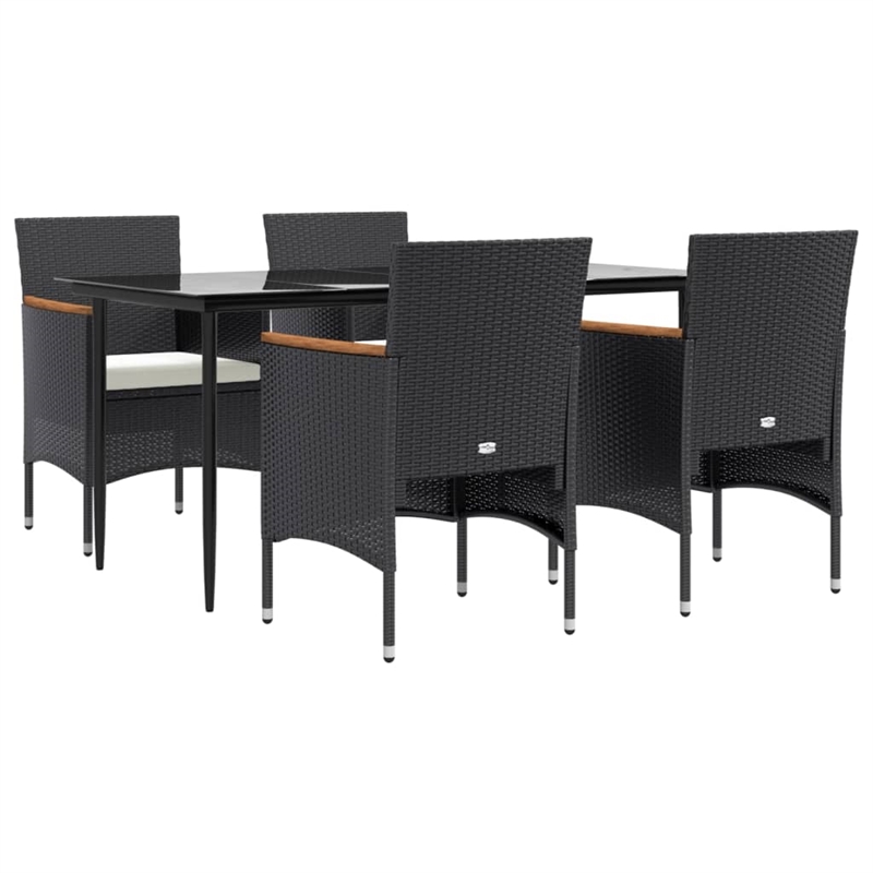 Afuera Living Contemporary Synthetic Poly Rattan Garden Dining Set in Black