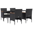 Afuera Living Contemporary Synthetic Poly Rattan Garden Dining Set in Black