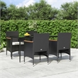Afuera Living Contemporary Synthetic Poly Rattan Garden Dining Set in Black