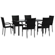 Afuera Living Contemporary Synthetic Poly Rattan Garden Dining Set in Black