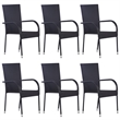 Afuera Living Contemporary Synthetic Poly Rattan Garden Dining Set in Black