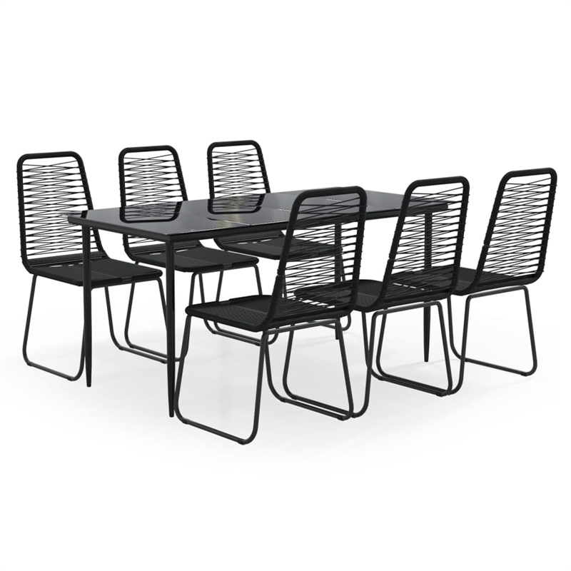 Afuera Living Contemporary Synthetic Poly Rattan Garden Dining Set in Black