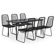 Afuera Living Contemporary Synthetic Poly Rattan Garden Dining Set in Black