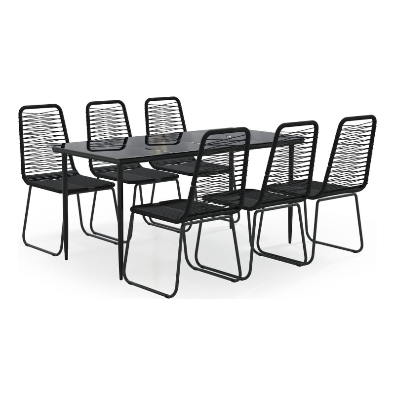 Afuera Living Contemporary Synthetic Poly Rattan Garden Dining Set in Black