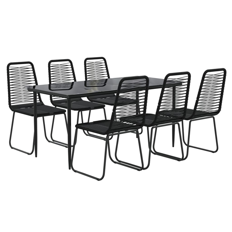Afuera Living Contemporary Synthetic Poly Rattan Garden Dining Set in Black