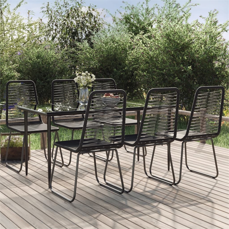 Afuera Living Contemporary Synthetic Poly Rattan Garden Dining Set in Black