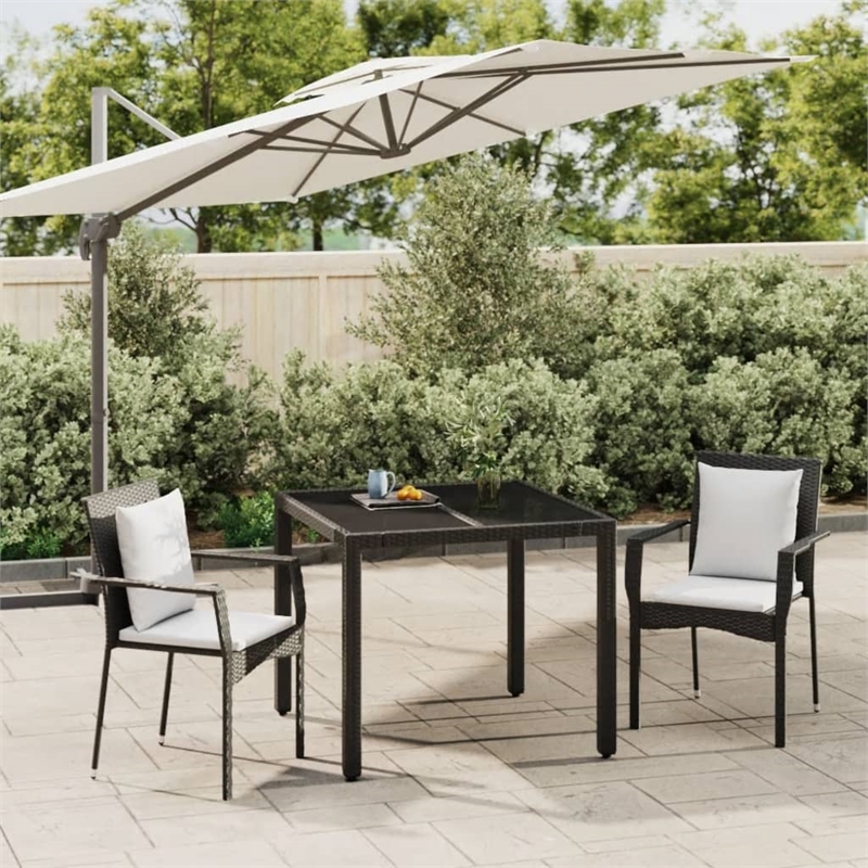 Afuera Living Contemporary Synthetic Poly Rattan Garden Dining Set in Black
