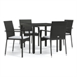Afuera Living Contemporary Synthetic Poly Rattan Garden Dining Set in Black