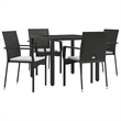 Afuera Living Contemporary Synthetic Poly Rattan Garden Dining Set in Black