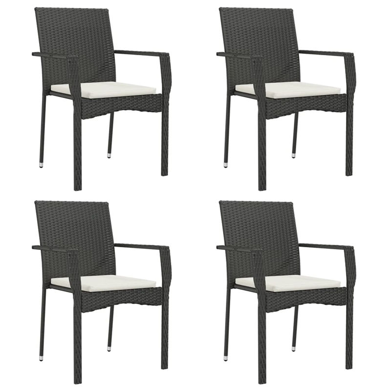 Afuera Living Contemporary Synthetic Poly Rattan Garden Dining Set in Black