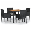 Afuera Living Contemporary Synthetic Poly Rattan Garden Dining Set in Black
