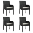 Afuera Living Contemporary Synthetic Poly Rattan Garden Dining Set in Black