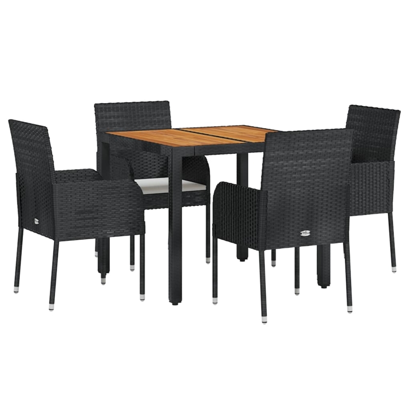Afuera Living Contemporary Synthetic Poly Rattan Garden Dining Set in Black