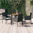 Afuera Living Contemporary Synthetic Poly Rattan Garden Dining Set in Black