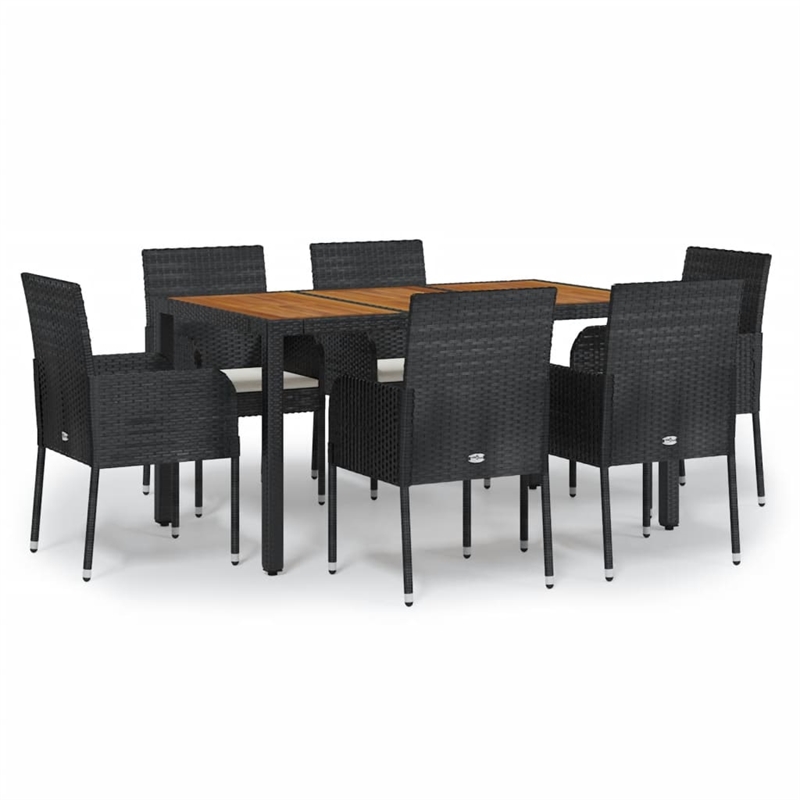 Afuera Living Contemporary Synthetic Poly Rattan Garden Dining Set in Black