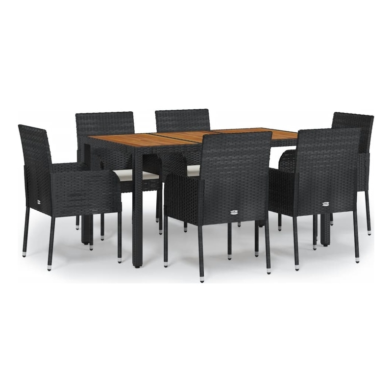 Afuera Living Contemporary Synthetic Poly Rattan Garden Dining Set in Black