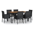 Afuera Living Contemporary Synthetic Poly Rattan Garden Dining Set in Black