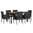 Afuera Living Contemporary Synthetic Poly Rattan Garden Dining Set in Black