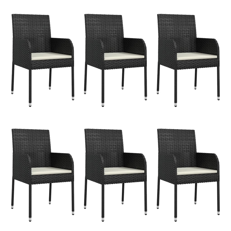 Afuera Living Contemporary Synthetic Poly Rattan Garden Dining Set in Black