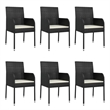 Afuera Living Contemporary Synthetic Poly Rattan Garden Dining Set in Black